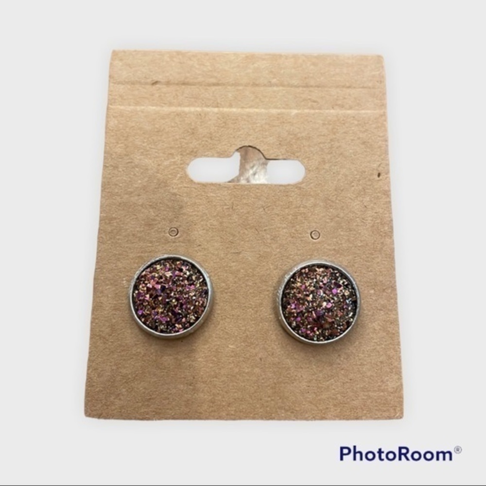 Pink and rose gold 12mm stud earrings